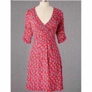 Boden Gathered V-neck Jersey Knit Floral Dress size 6